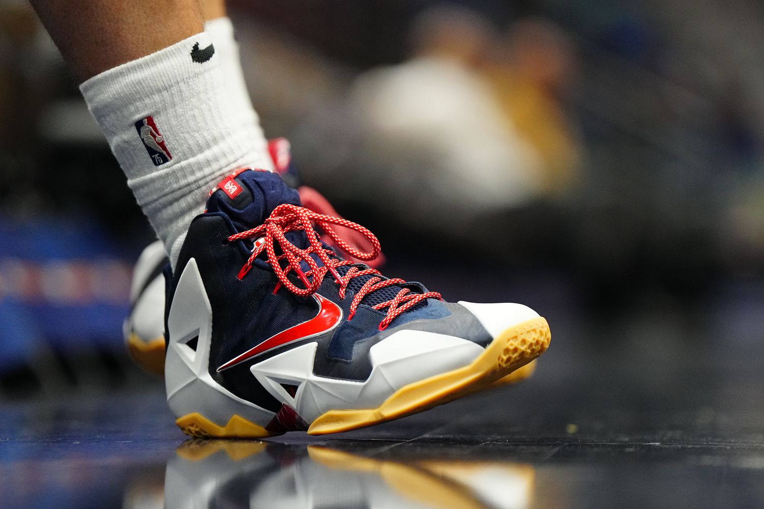 New Orleans Pelicans forward Larry Nance Jr. wears the Nike LeBron 11 shoe against the Houston Rockets on March 13, 2022.